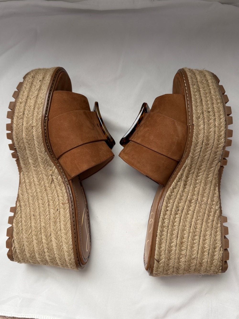 Sam Edelman Livi Suede Espadrille Wedge Slide Sandals with Tortoiseshell Buckle - Picture 11 of 11